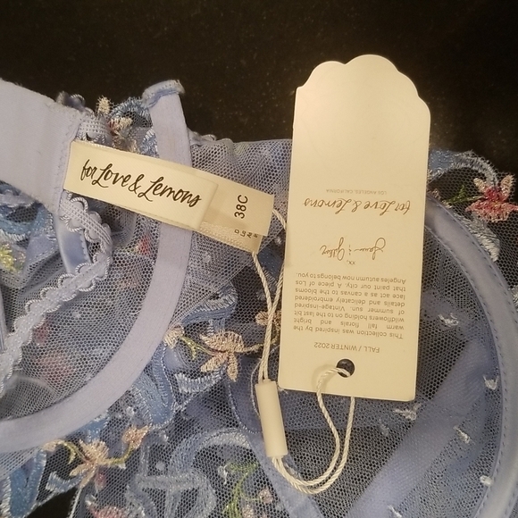 💕FOR LOVE AND LEMONS💕 Bell Bow Underwire Bra ~ Blue 38C NWT - Picture 14 of 16